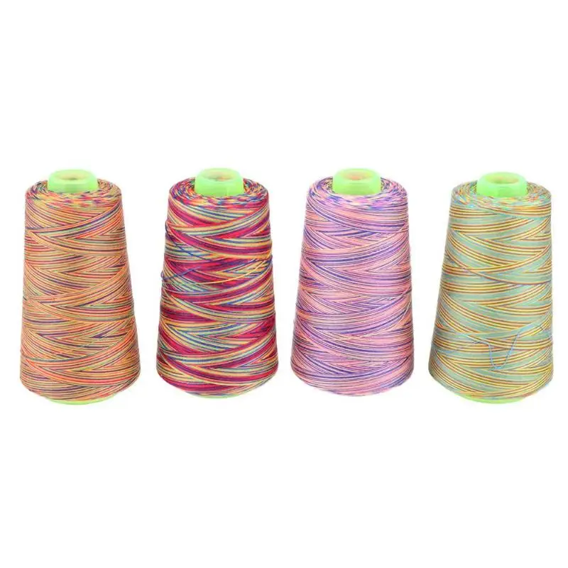 Радужные швейные нитки, текстильная пряжа, нить для рукоделия, вышивка нить для шитья, аксессуары для шитья