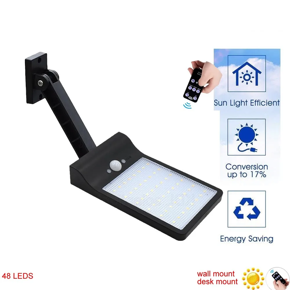 

remote control rotate bracket solar street light 48 LEDS Remote Control 800 LM Solar Lamp Human Body Induction Wall Light 3 Mode