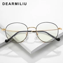 DEARMILIU круглая оправа розовое золото анти синий свет блокирующие очки светодиодные очки для чтения радиационно-стойкие очки компьютерные игровые очки