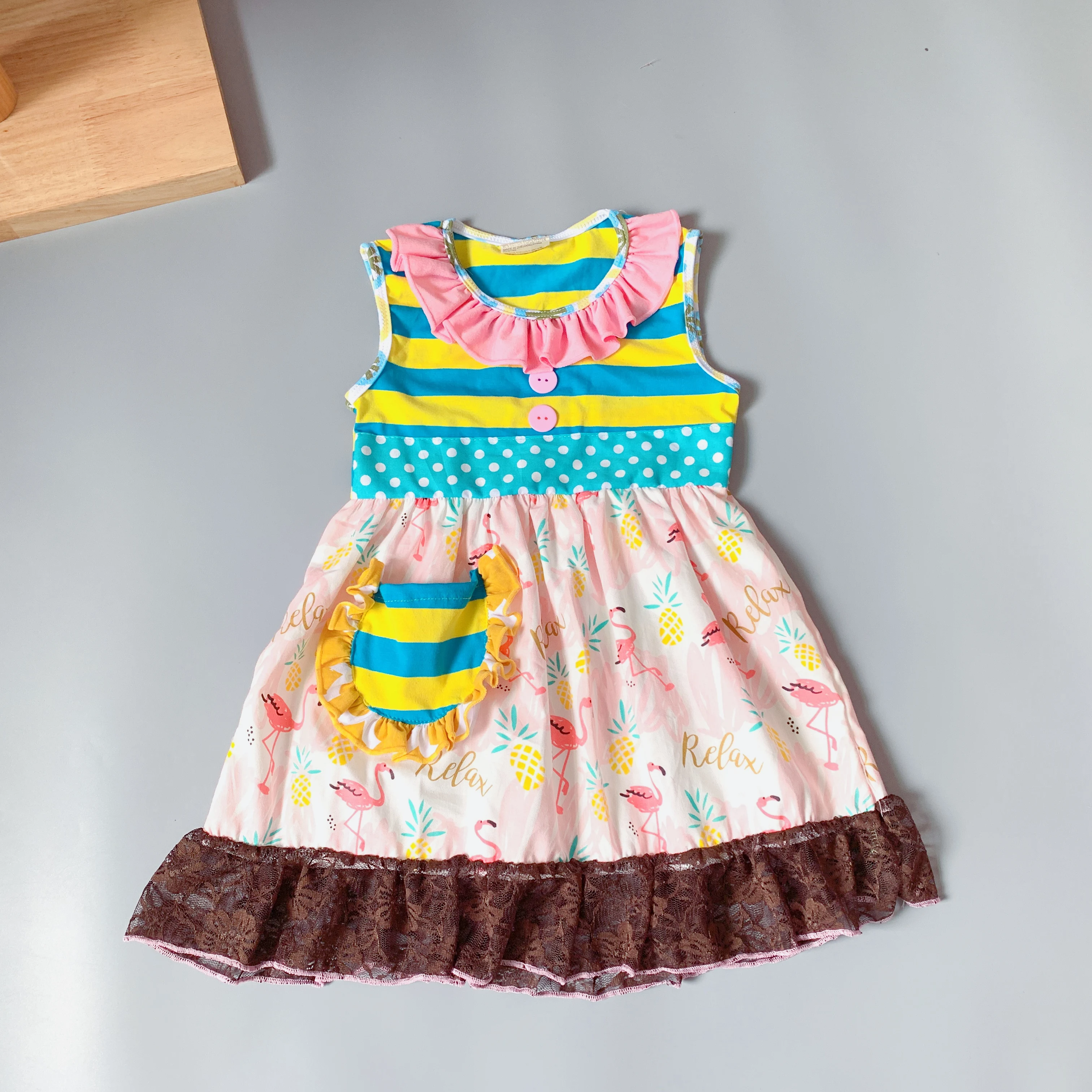 2019NEW grey dress cartoon animal middle Cotton Baby Girls Outfits Children flower ruffled Ruffle Dress Kids Clothing 2019NEW grey dress cartoon animal middle Cotton Baby Girls Outfits Children flower ruffled Ruffle Dress Kids Clothing