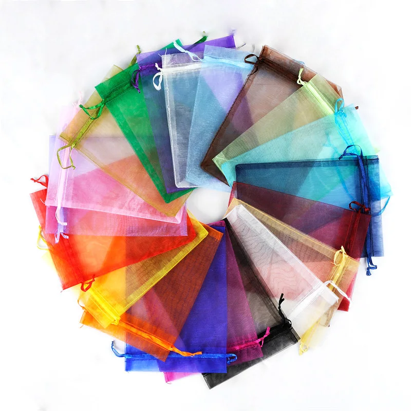 

50Pcs/lot 25x35 30x40 35x50cm 21 Color Big Size Organza Bags Wedding Gift Bag Jewelry Packaging Drawable Packing Bags