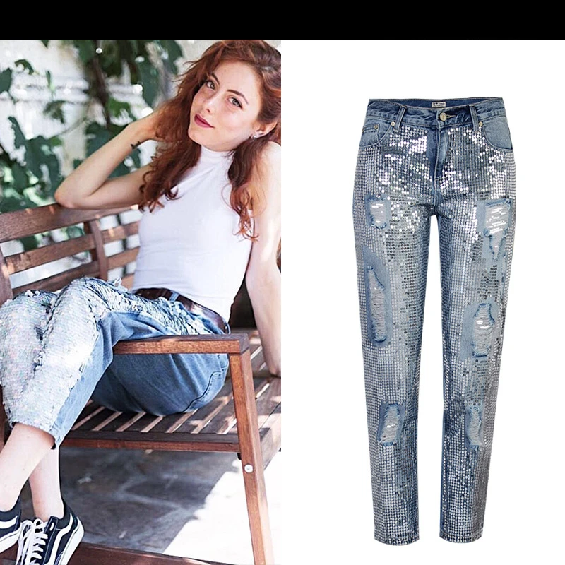 18 Fashion Hole jeans woman ripped jeans for women jeans Sequined mujer femme denim jean pants Scratched pantalones feminino 4 18 Fashion Hole jeans woman ripped jeans for women jeans Sequined mujer femme denim jean pants Scratched pantalones feminino 4
