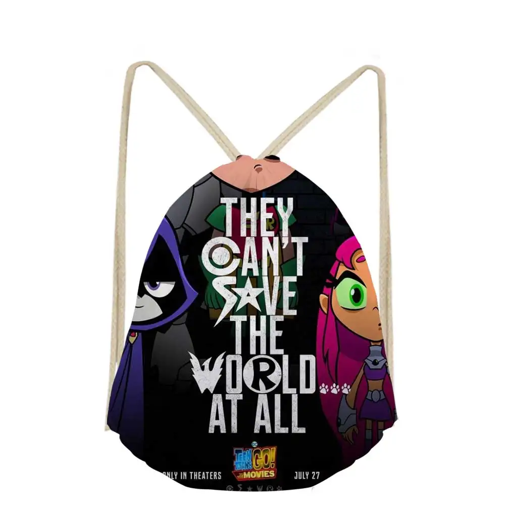 Teen titans go кукла Drawstring сумка студентов маленькие школьные сумки для мальчиков и девочек Softback дорожные сумки для мальчиков и девочек пляжные