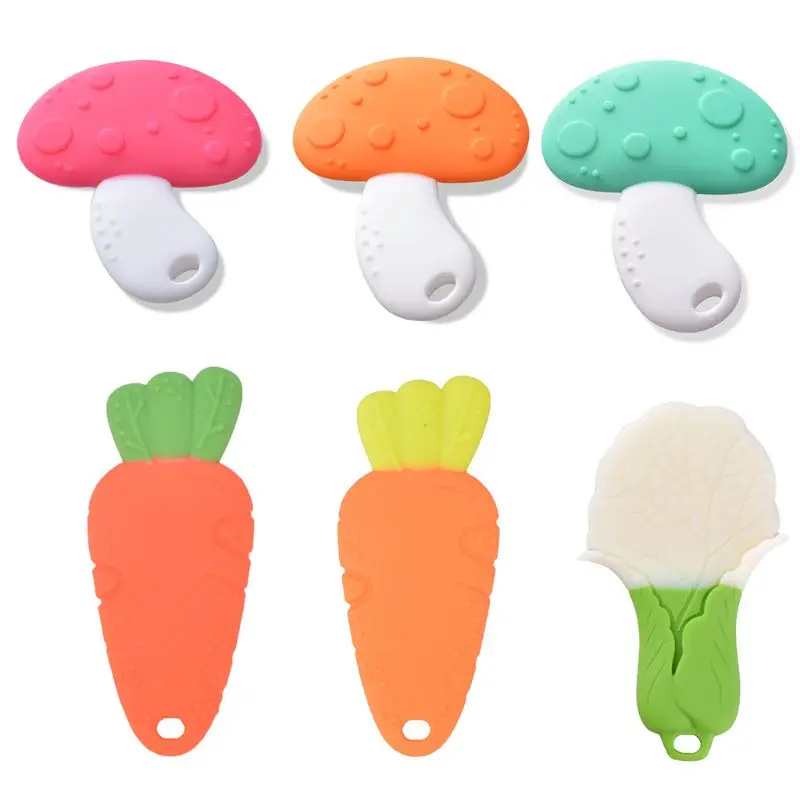Soft Silicone Cartoon Vegetable Toddler Molar Teeth Pain Relief Tool Kids Grasp Teether