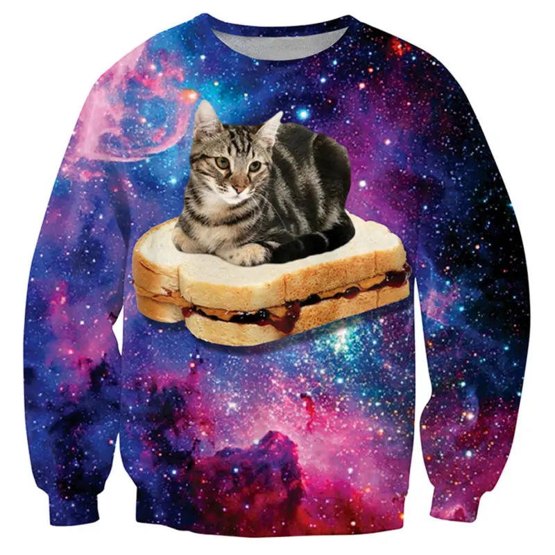 Harajuku Sweatshirts Hoodies Men Graphic Cat Sandwich Galaxy Space 3D Print Hip Hop Fashion Mixed Color Funny Sweats Tops Harajuku Sweatshirts Hoodies Men Graphic Cat Sandwich Galaxy Space 3D Print Hip Hop Fashion Mixed Color Funny Sweats Tops