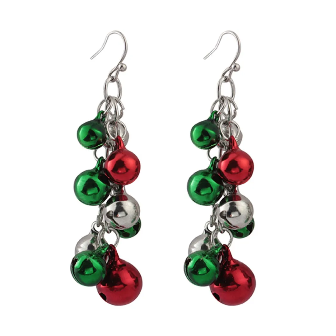 Multi Color Jingle Bells Small Beads Christmas Earrings For Women Girl Trendy Statement Long Drop Earring femme brincos