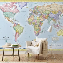 Пользовательские papel DE parede infantil, карта мира для гостиной, спальни, детской комнаты, настенные водонепроницаемые обои