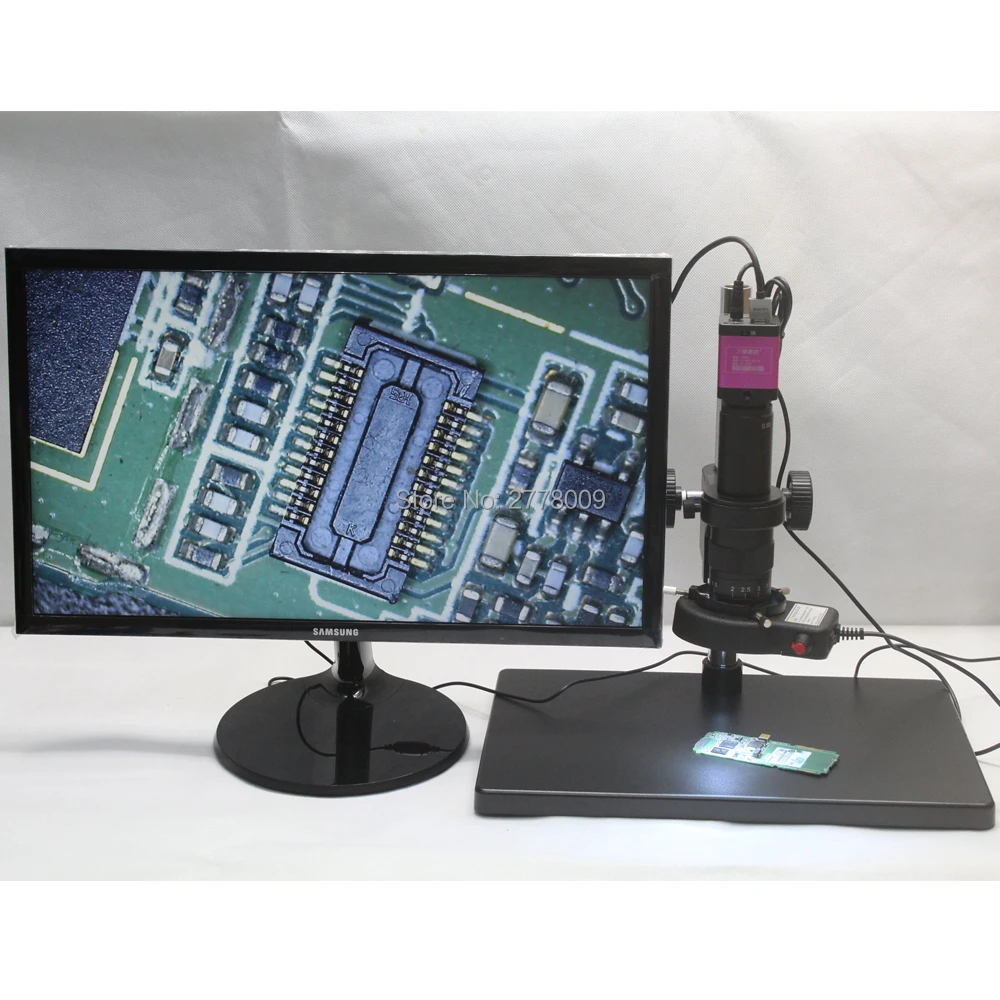 

Industrial Microscope Camera HDMI Output Card Storage Photo Video+10X-180X C-mount Lens+Large Workbench+Adjustable LED Light