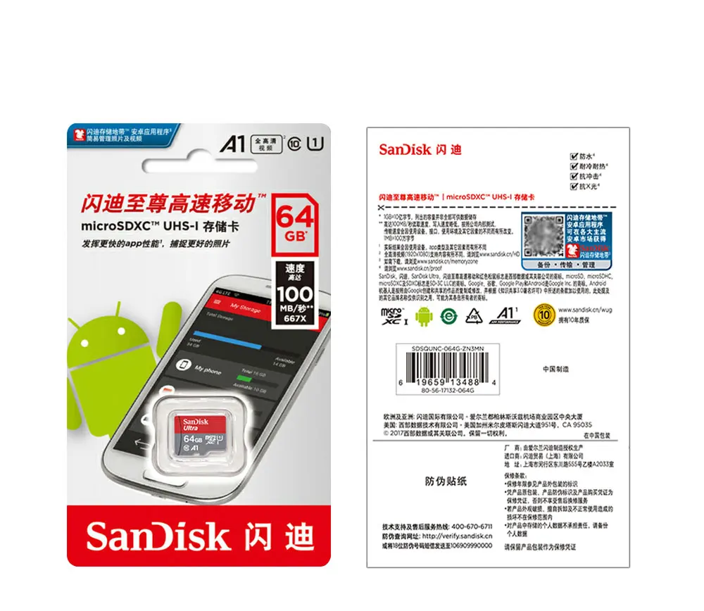 original sandisk class10 de tarjeta sd micro tf card 16gb 32 gb 64 gb 128 gb 100MB/S tarjeta de memoria Mobile phone memory card