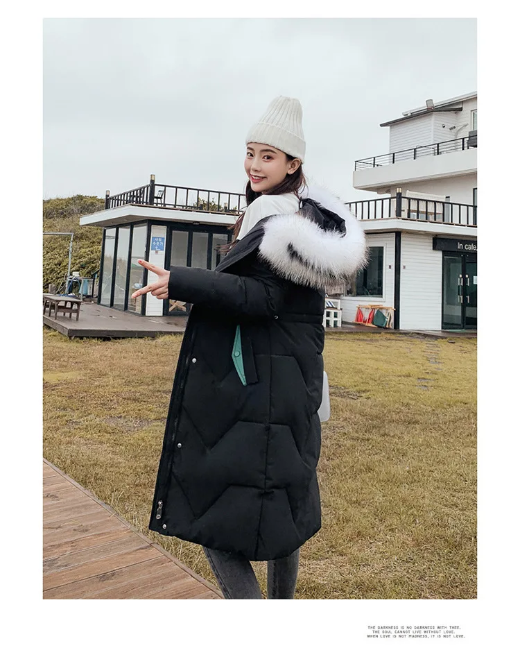 long Parka Down parka women Large collar down jacket medium length knee length jacket and thick jacket 922