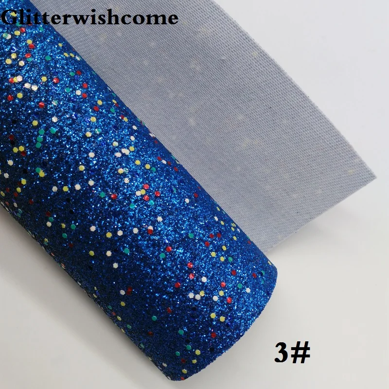 Glitterwishcome 21X29 см A4 размер винил для бантов, плотная блестящая кожа ткань винил для бантов, GM076A подложка имеет клей пятнистый - Цвет: 3