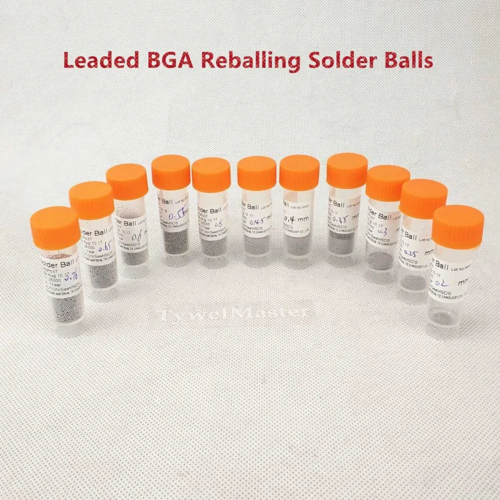 Leaded BGA Reballing Solder Balls 25000pcs/bottle sizes 0.2, 0.3, 0.35