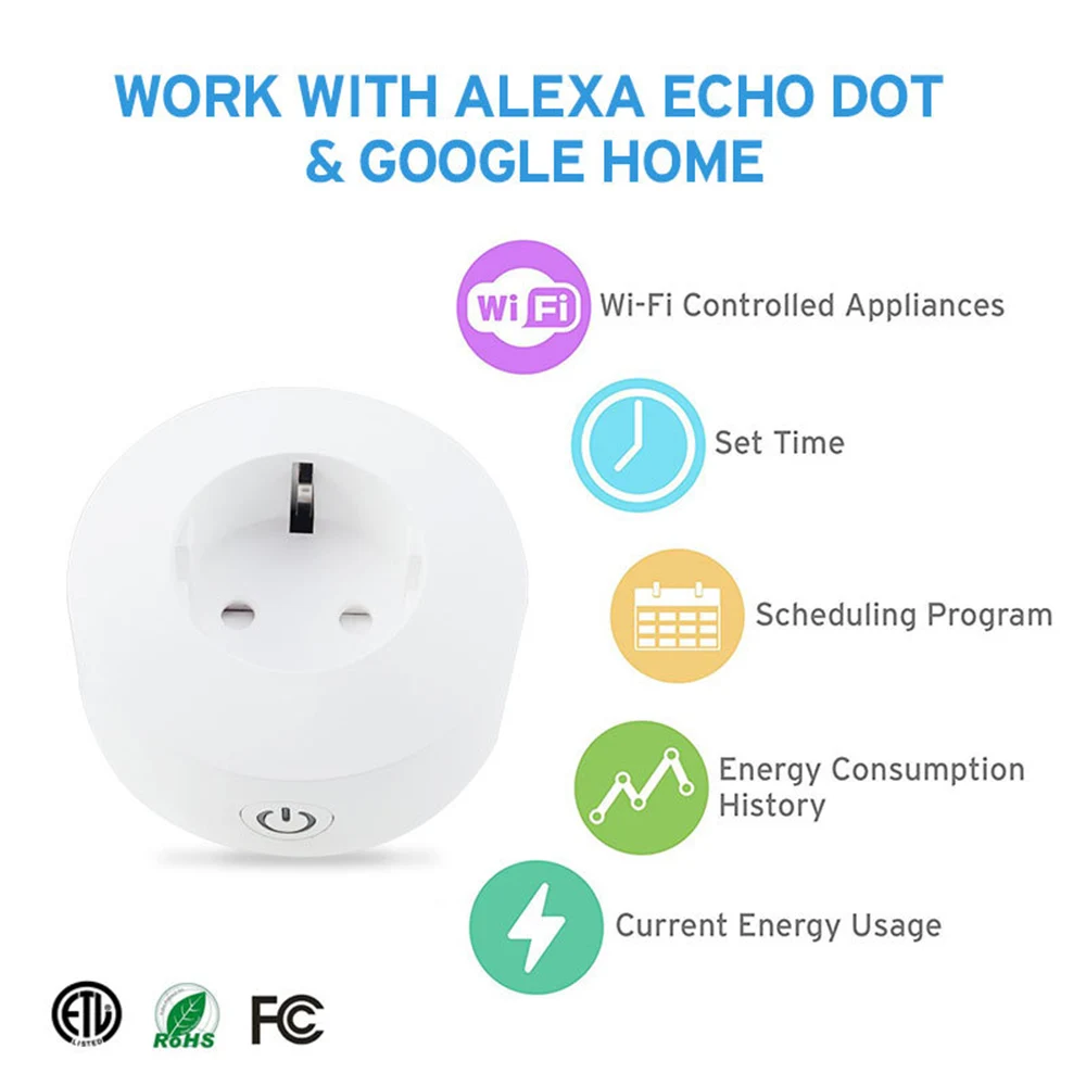 

WIFI Wireless Remote Socket Smart Home Timer EU Plug Voice Control EU Home Fire Retardant PC Smart Power Socket EU Plug