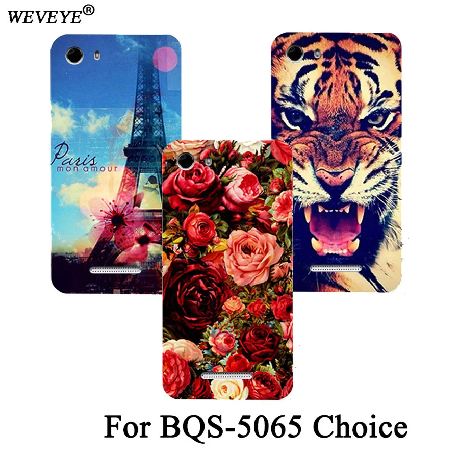 

Cartoon printed Luxury Tiger Owl Rose Eiffel Towers patterns painted Cover Case For BQ BQS-5065 Choice Protective Back Cover
