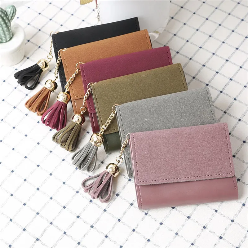  Simple Short Wallet Tassel Coin Purse Card Holders Handbag women's wallet clutch portfel cuzdan billetera carteira 40MA2307