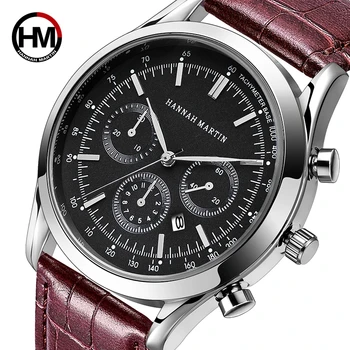 Men Watch Top Luxury Brand Sports Japan Quartz Leather Male Wrist Watch Tachymeter Military Army Pilot Clock Relogio Masculino top brand megir chronograph sport watch men luxury relogio masculino silicone quartz army military wrist watch gold clock men