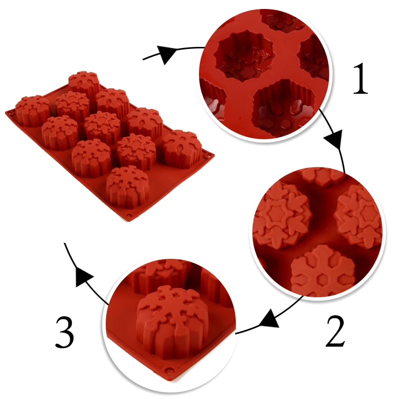 Delidge 1 шт. 11 отверстий Рождественская Силиконовая Снежинка Форма для торта 3D Кекс желе пудинг печенье Маффин мыло Производитель DIY Инструменты для выпечки