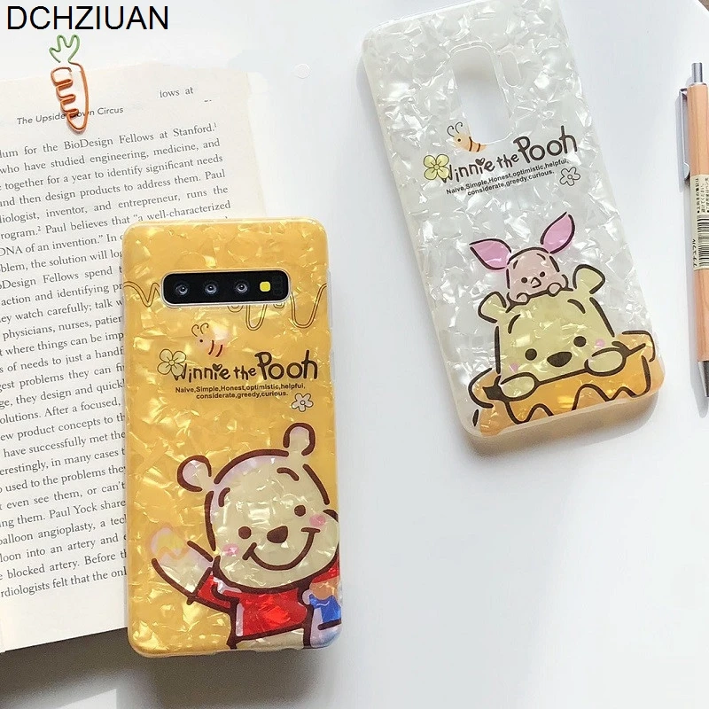 

DCHZIUAN Bear Pooh Phone Cases For Samsung Galaxy S9 S8 S10 Plus Note 9 8 Conch Shell Cute Cartoon Silicone Case Cover Coque