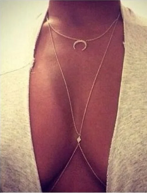 

eejart stainless steel woman Chain for women Charming Crossover Harness Moon Golden Necklace Waist Belt Chain tl001