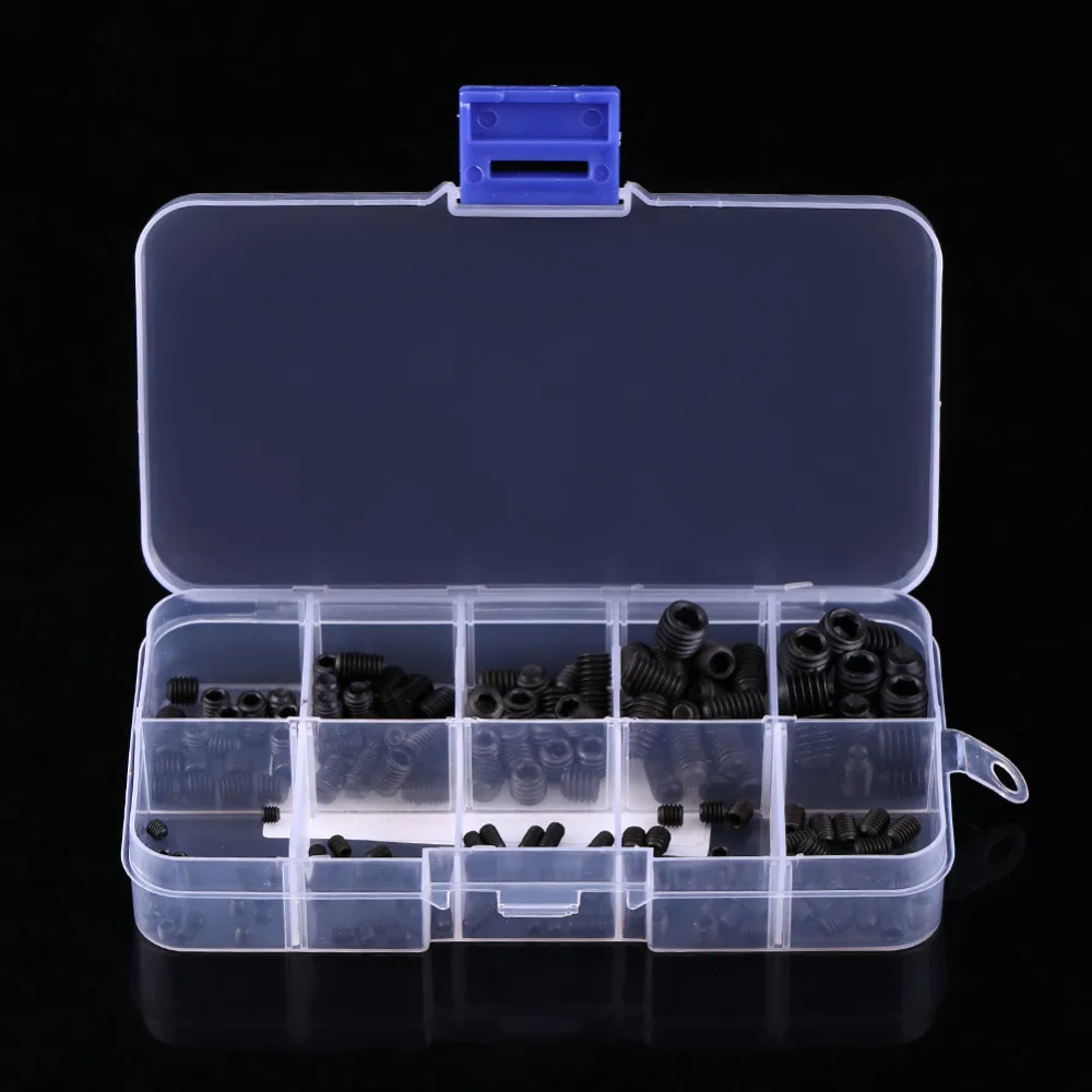 

200pcs/Set Hex Socket Head Grub Set Screw tornillos Cup Point Assortment Kit With Box vis tete creuse