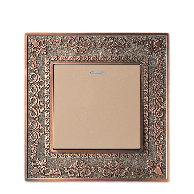 

Wall Switch 1 Gang 1 Way86 Antique Copper Carved Zinc Alloy Switch Panel 10A AC110-250V