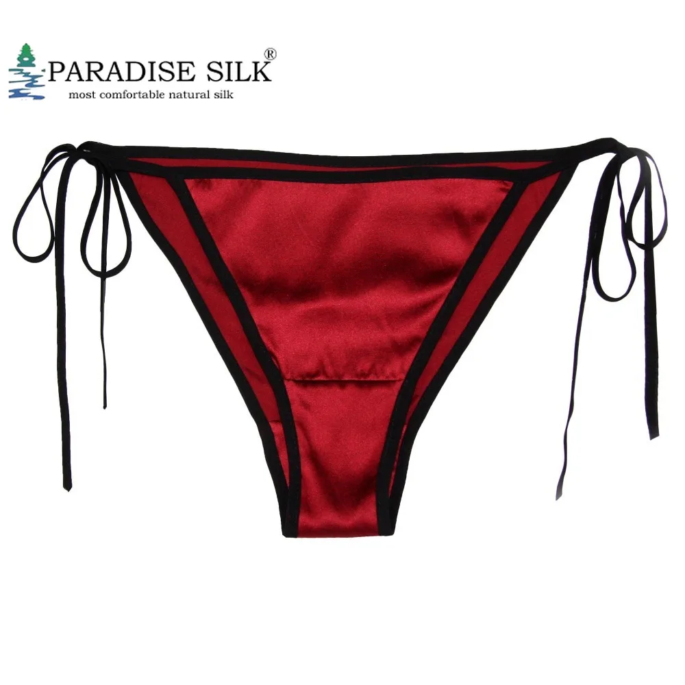 

Special Offer 4 Colors 93% Mulberry silk and 7% Spandex Lady's Low Rise String Bikini Panties Tanga Solid Size S/M And L/XL