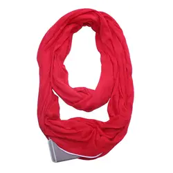 Одноцветное Цвет шарф с карманом Кабриолет путешествие Бесконечность шарф универсальные теплые на молнии Карманный шарф мягкий карман