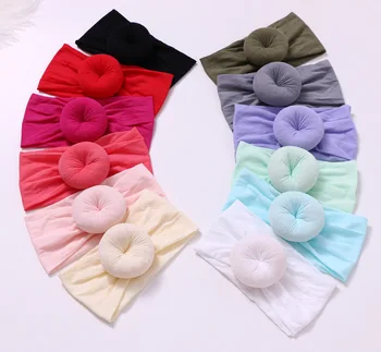 12 pcs/lot , Round Knot Nylon Head wrap, Wide Turban Headband Donut nylon headbands One size fits most women s fleece helmet hat one size fits most