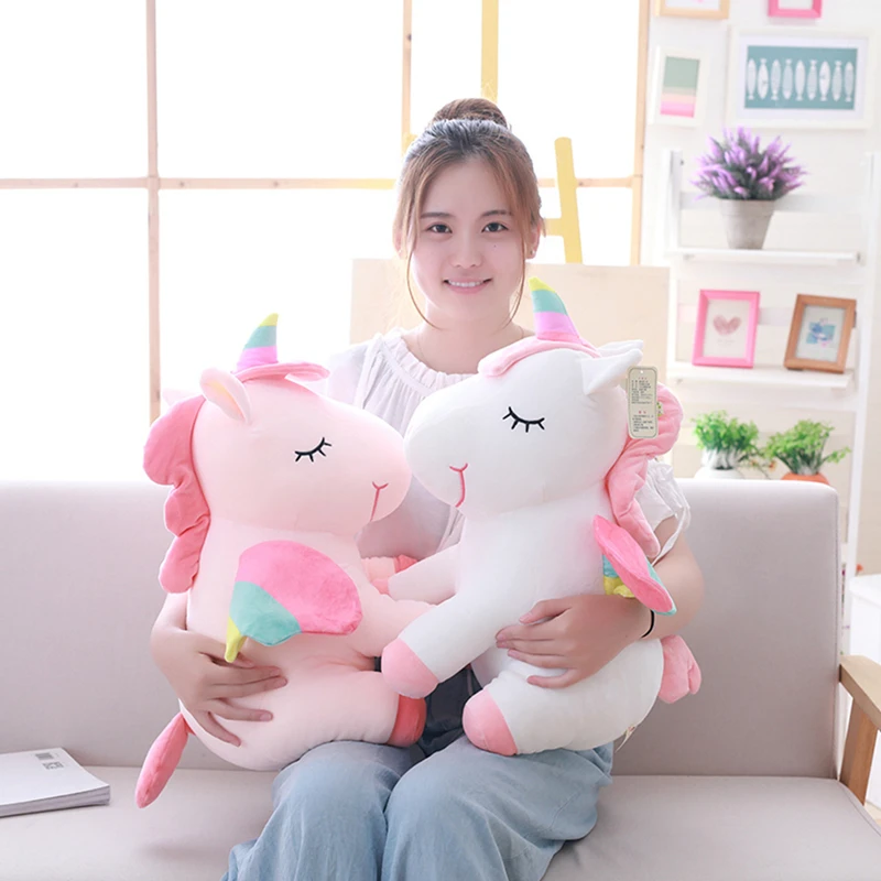 MIAOOWA 1PC 25-55CM Lovely Cartoon Baby Unicorn Plush Doll Cute Dream Wing Unicorn Lovely Animal Horse Stuffed Pillow Kid Gifts