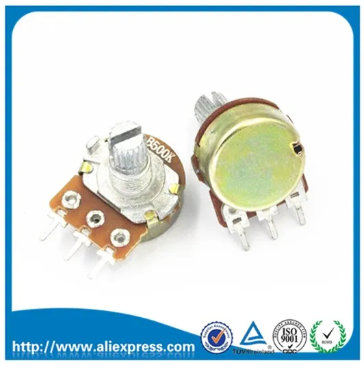 5PCS WH148 B100K 100K Linear Potentiometer Pots 15mm Shaft with Nuts 3Pin | Электронные компоненты и