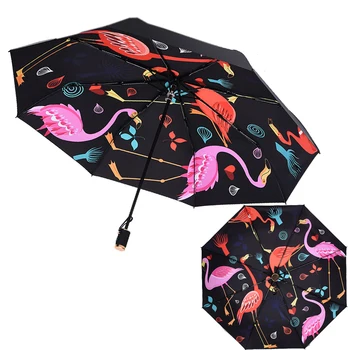 

Original Painting Umbrella Rain Women Flamingos Sun Umbrella Lady Anti-UV Parasol Female Folding Umbrellas Paraguas Guarda Chuva