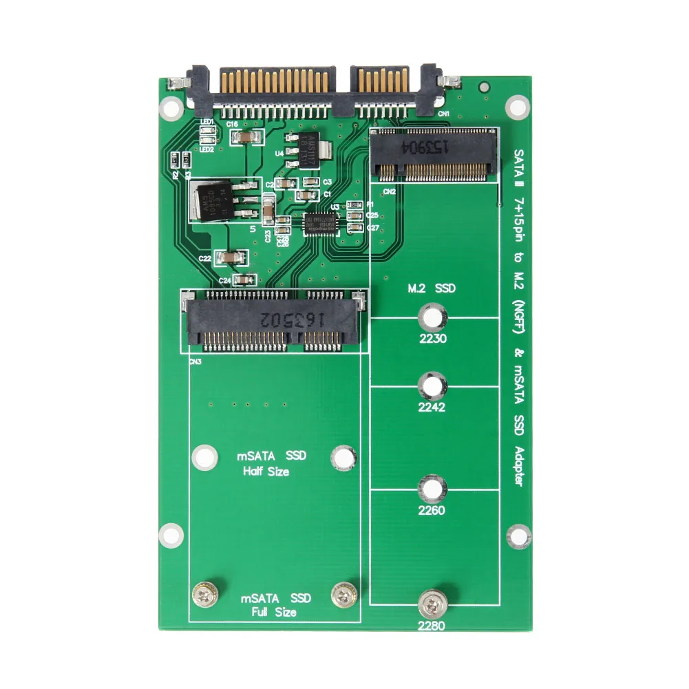 

2 In 1 M.2 NGFF/MSATA Multiple Sized SSD to SATA 3.0 Adapter Converter Card SD998