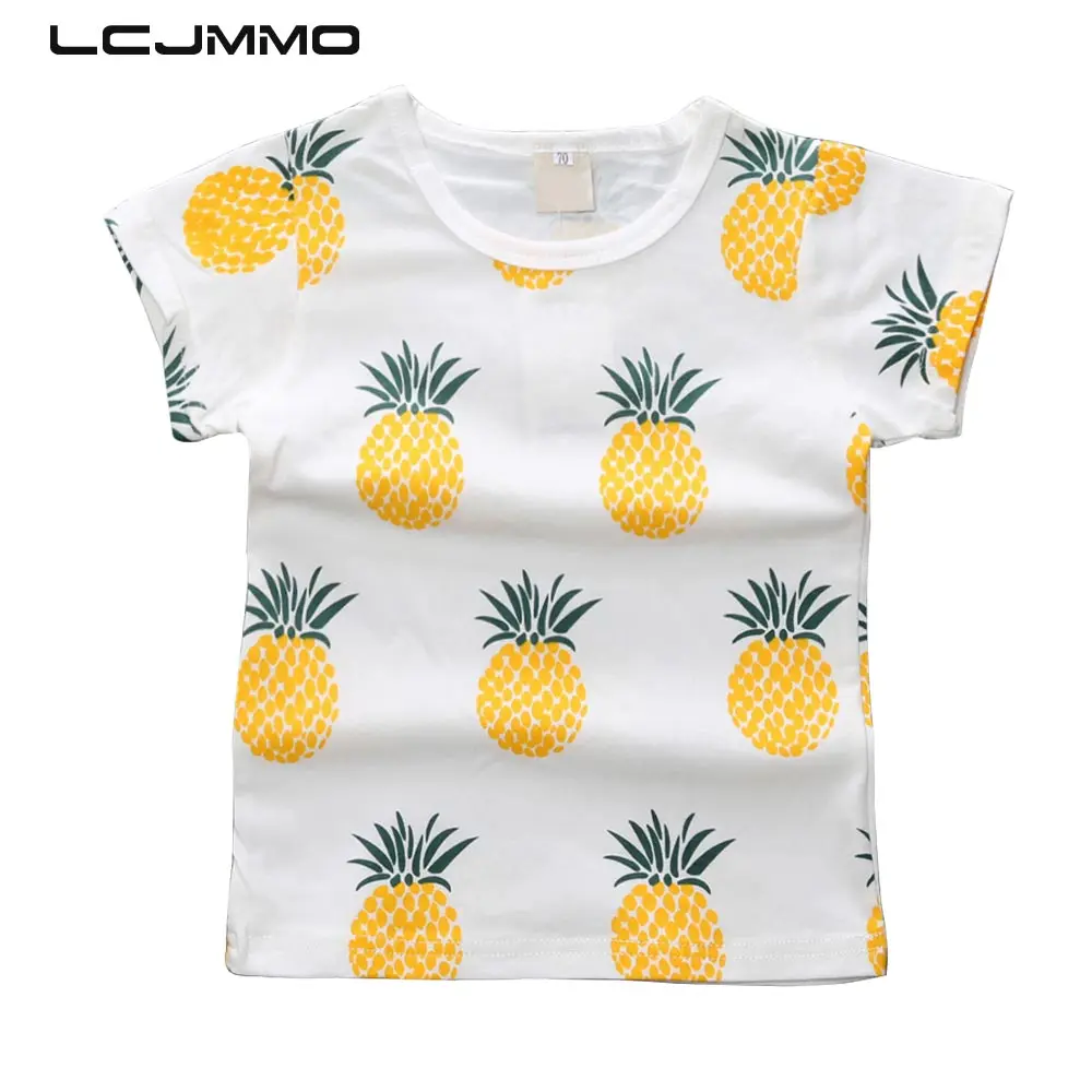 

LCJMMO Summer Cartoon Pineapple Print Girls T-shirts For Kids Boys Cotton Short Sleeve Baby Girl T shirt Tops Children Clothes