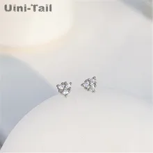 Uini-Tail Горячая новинка 925 Стерлинговое Серебро мини серьги треугольные Женские Простые темпераментные маленькие свежие не выцветают тонкие ювелирные изделия GN524