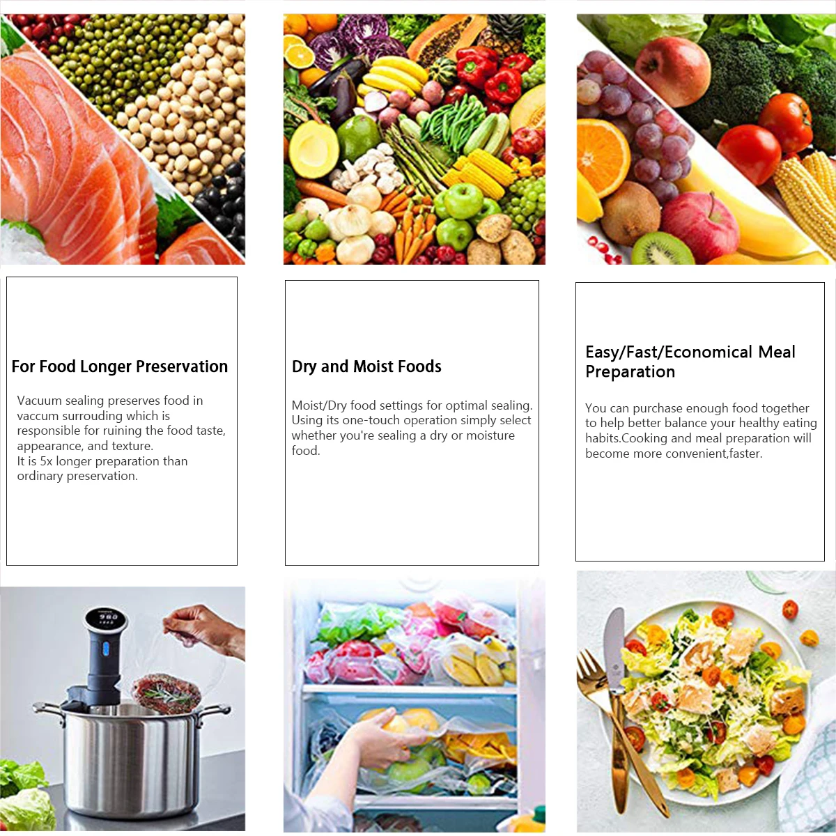 YAJIAO with Cutting Knife Box Food Vacuum Bag For Vacuum Sealer Food Fresh Kitchen Long Keeping Storage Bag 12/15/20/25/28*500cm