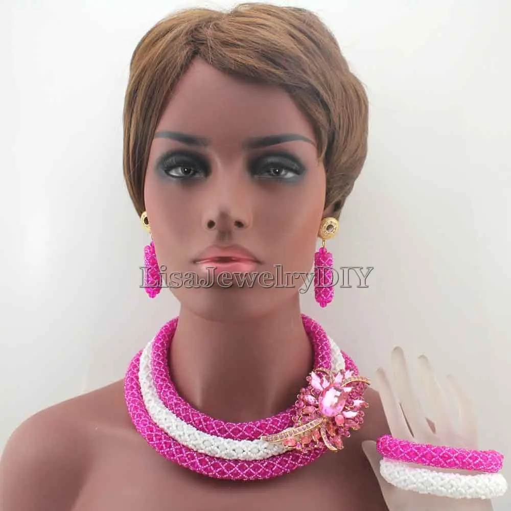 

Mix African Bride Jewelry Set Indian Nigerian Wedding Party Beads Statement Necklace Set 2019 Woman Gift Free Shipping HD7855