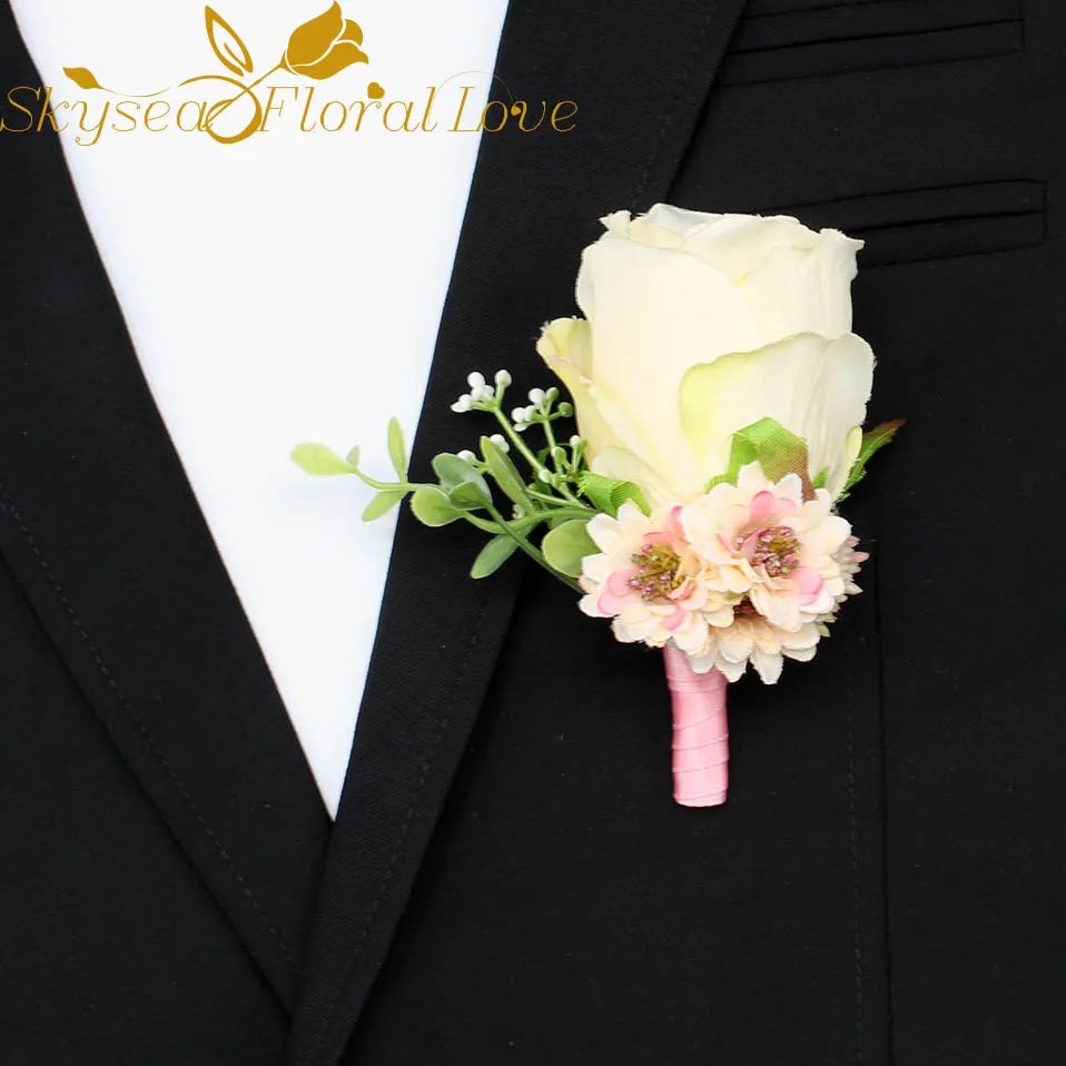 Бутоньерки на выпускной Свадебные бутоньерки Свадебные цветы брошь высокого качества Шелковый цветок бутоньерка - Цвет: model 6
