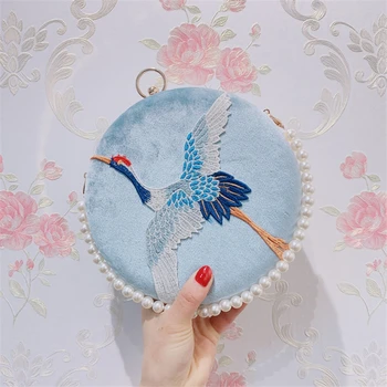 

Day Clutch Bags Embroidery Red-crowned crane Evening Bag Chain Shoulder Bag Women Beads Handbags Wallets Evening Bag For Wedding