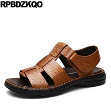 Рыбацкая пляжная итальянская Высококачественная дышащая обувь из натуральной кожи; повседневные дизайнерские римские мужские сандалии-гладиаторы; Летняя обувь