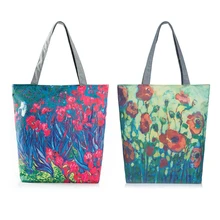 THINKTHENDO сумка для покупок с цветочным рисунком модная Холщовая Сумка на плечо на молнии сумка Новая повседневная Большая вместительная сумка женская