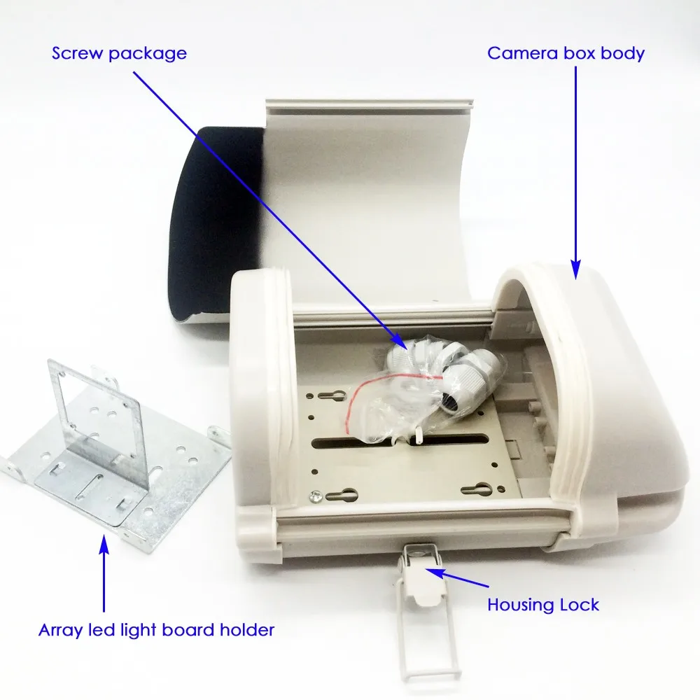 Корпус Камеры видеонаблюдения, уличная камера, коробка из прозрачного стекла без объектива, светодиодный светильник, крышка из алюминиевого сплава 240*135*100 мм