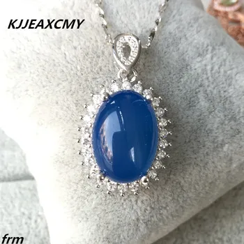 

KJJEAXCMY boutique jewelry, Female pendant series 925 silver inlaid natural blue chalcedony pendant pendant wholesale