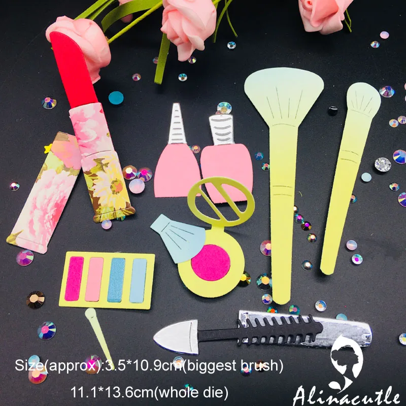 

Die Cut Metal Cutting Makeup Set Lipstick Brush DIY Scrapbooking Album Papercraft Handmade Card Stencil Art Cutter Punch Die