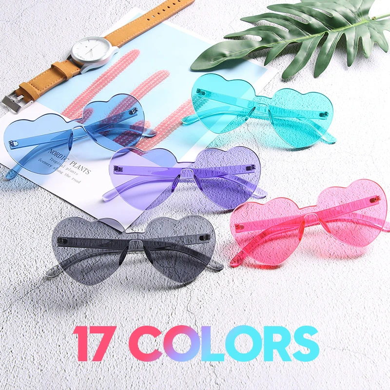 

Lovely Colorful Heart Shape Sunglasses Women Fashion Vintage Rimless Mirror Sun Glasses Men Oculos Feminino Lentes Gafas De Sol