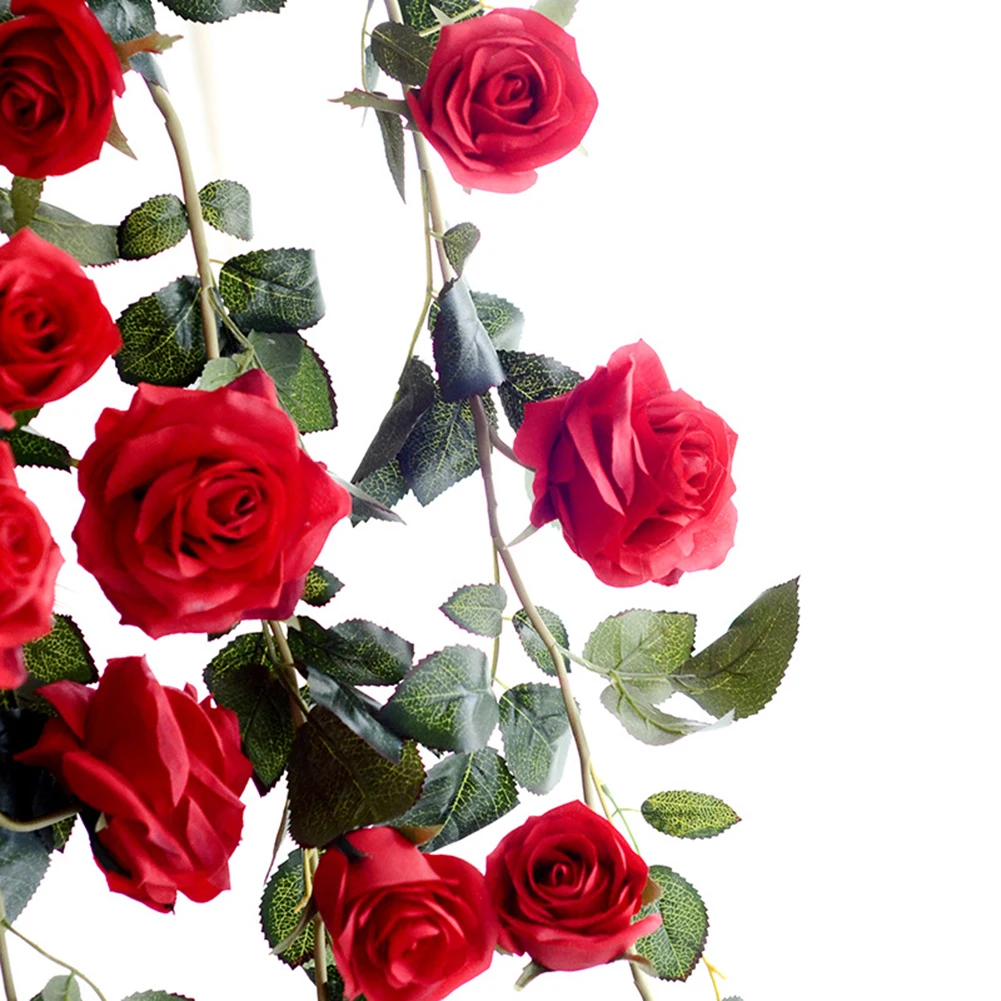 1,8 м шелк искусственный Австралии вьющийся стебель розы с цветами розы ротанга DIY Свадебные фоновые декорации украшения для домашнего