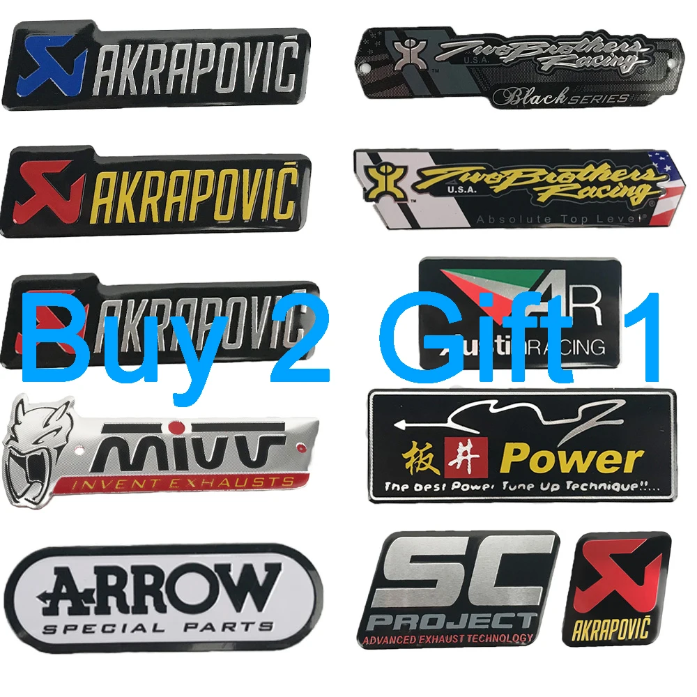 

3D Exhaust Pipe Sticker Aluminum Heat-resistant Motorcycle Decal For Akrapovic Scorpio Yoshimura MIVV Leovince Two Brother Arrow