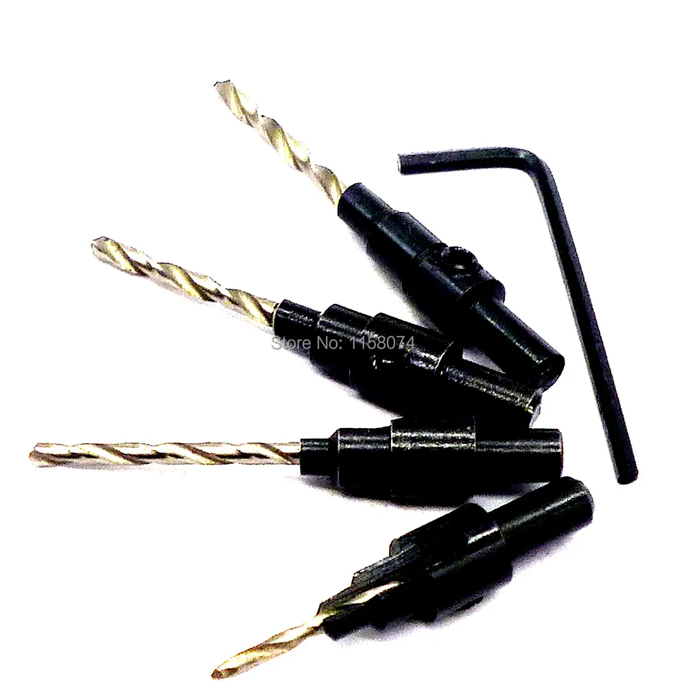 4pcs 6# 8# 10# 12# Quick Change Countersink Tapered Drills Bits Cone Reaming Drill Bit Set Wood Woodworking Drill Bit Cut Tools
