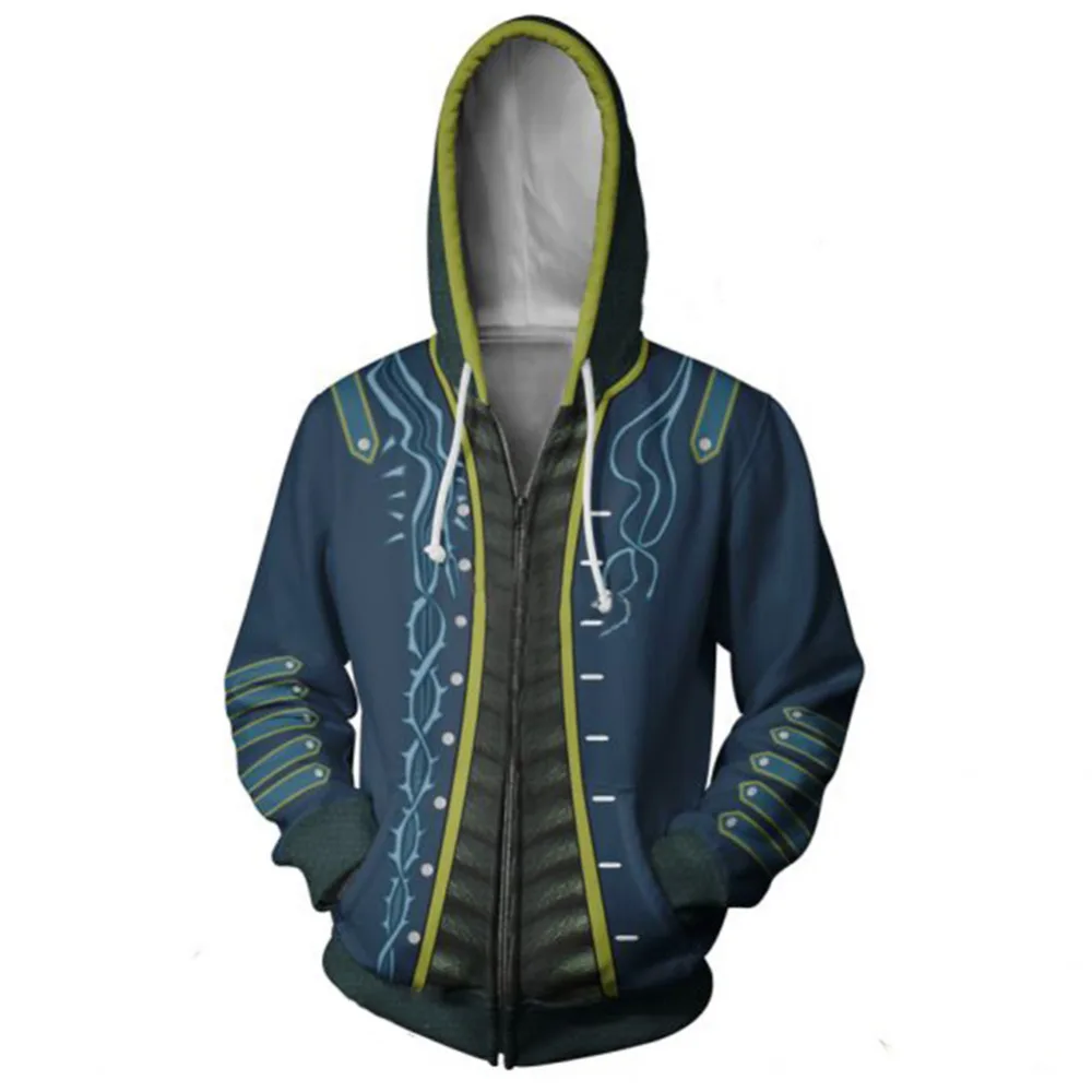 

DmC V Hoodie Cosplay Vergil Hoodie High Quality 3D Print Zipper Spring Jacket Sweatshirts