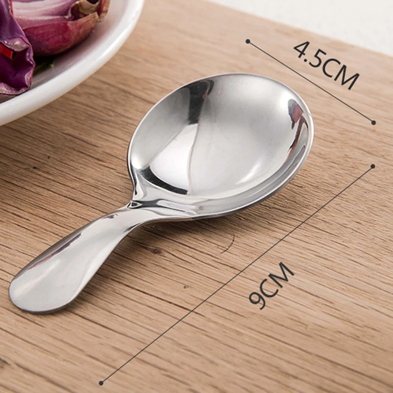 2pcs Stainless Steel Kitchen Spice Condiment Spoons Short Handle Sugar Sault Tea Coffee Scoop Cute Kids Spoon Ice Cream Spoon (3)