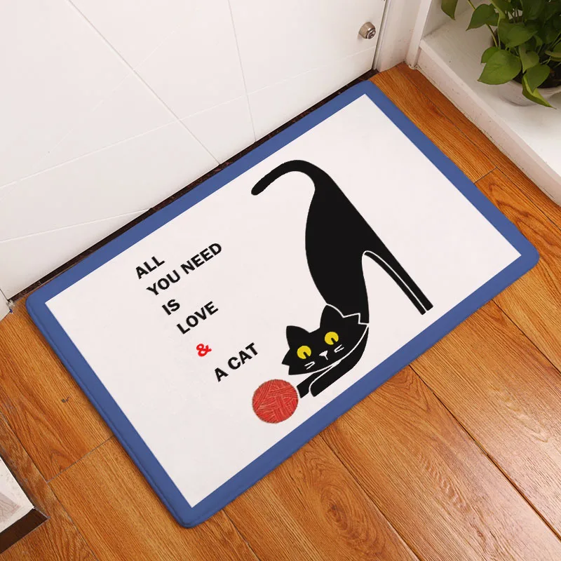 Entrance Waterproof Door Mat Cartoon Cute Cat Kitchen Rugs Bedroom Carpets Decorative Stair Mats Home Decor Crafts